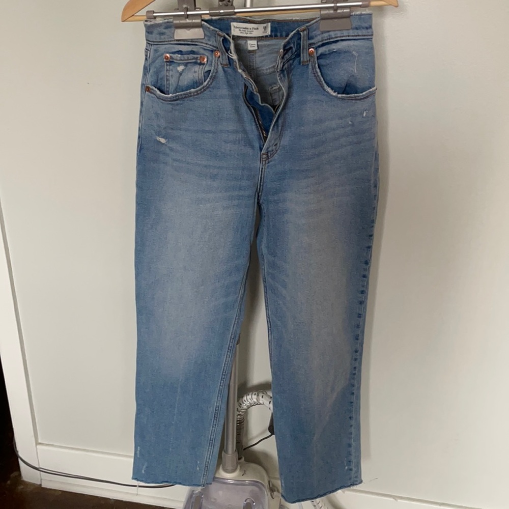 A&F Ankle Straight Ultra High Rise Jeans